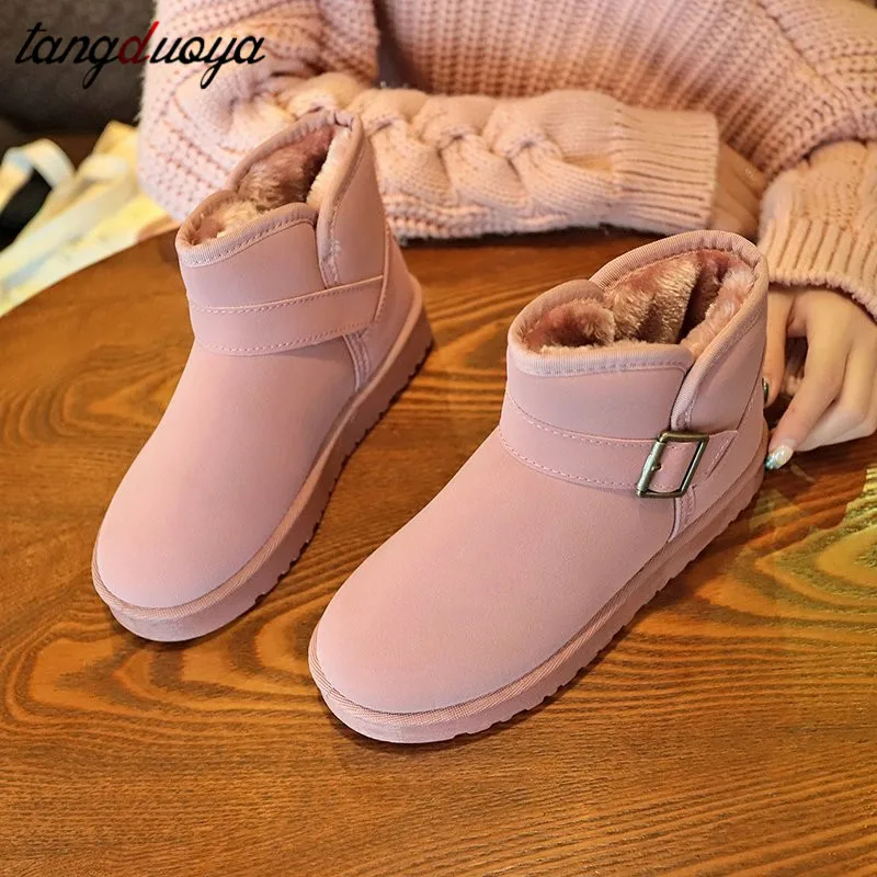 Sneh topánky austrália klasické ženy topánky teplé zimné topánky pre ženy pracky kolo prst ružová čierna členok zimné topánky ženy