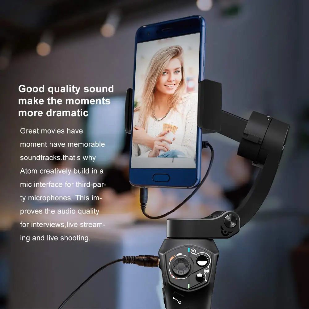 Snoppa Atómu 3-Os Skladacie Vrecko Veľkosti Ručné Gimbal Stabilizátor pre GoPro Hero 4 5 6 iPhone Smartphone & Bezdrôtové Nabíjanie