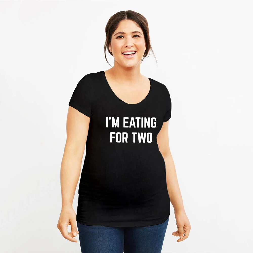 Som Jesť za Dvoch som Pitnej pre Tri Páry T-Shirt Dieťa Annoucement Košele Mama a Otec Zodpovedajúce Tričko Tehotenstvo Odhaliť