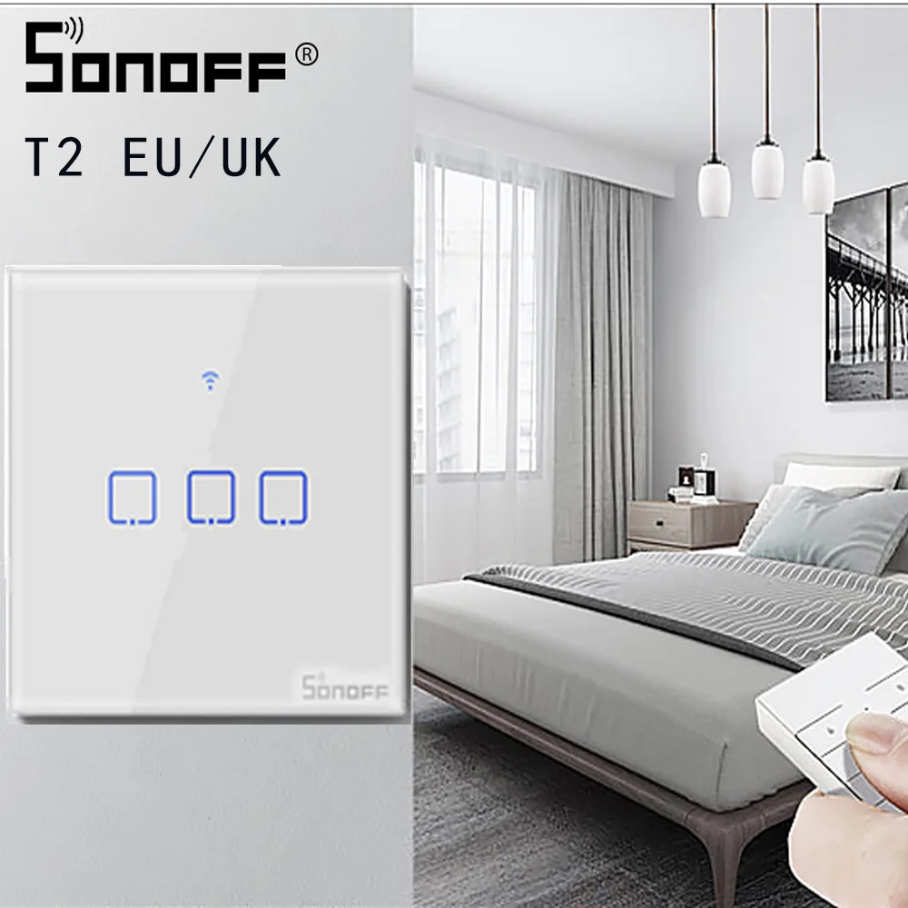 SONOFF TX/T2 EU/UK 1/2/3 Gang Svetlo Led nástenný Spínač, Dotknite sa/Wifi/433Mhz RF Diaľkového/Hlasové Ovládanie Smart Panel pre Domovská stránka Google Alexa