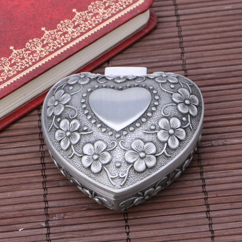 Srdce Láska Šperky Box Antik Zliatiny Prípade Krúžok Náušnice Náhrdelník Skladovanie Držiteľa