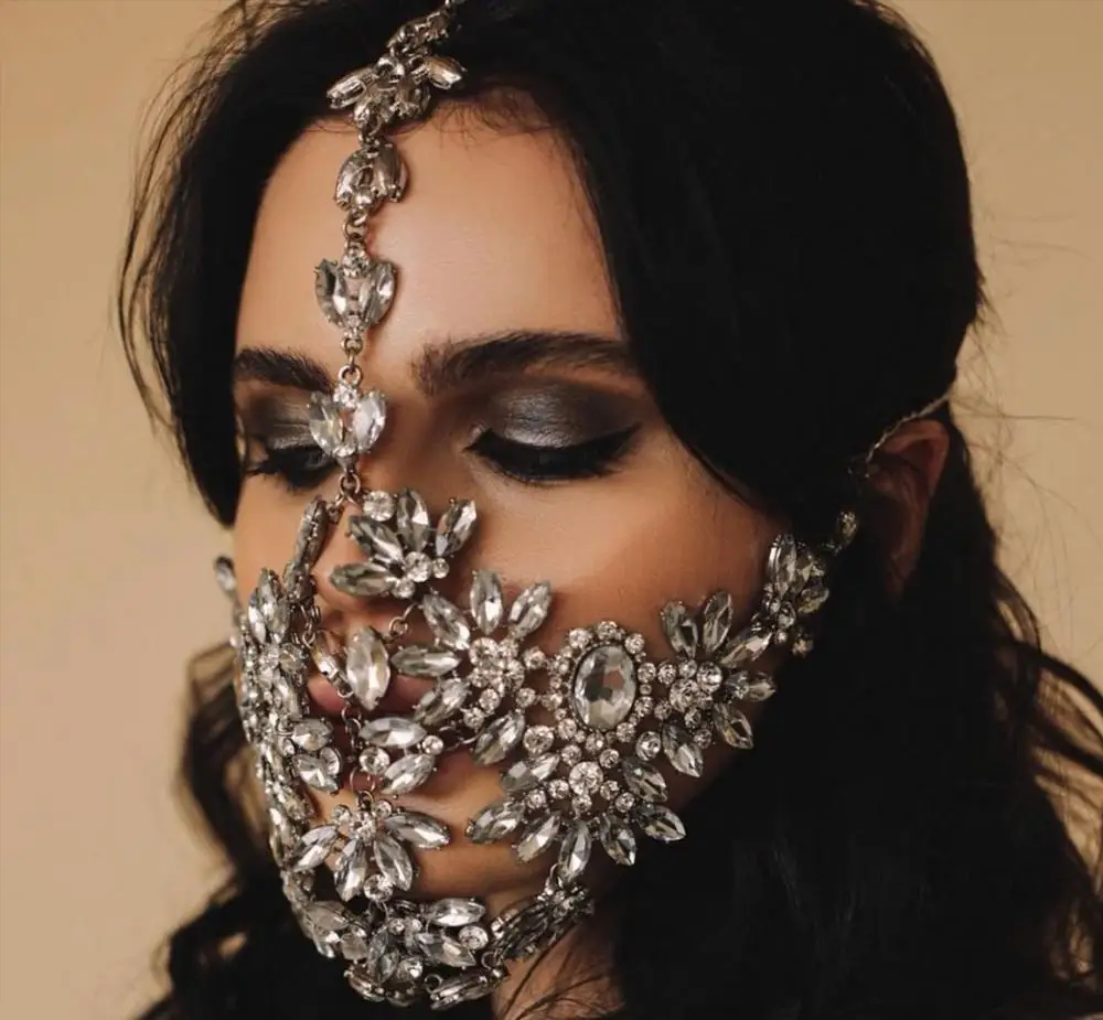 Stonefans Prehnané Halloween Crystal Mask Kryt Šperky pre Ženy Ručné Bling Bling Drahokamu Masky, Dekorácie, Bižutéria