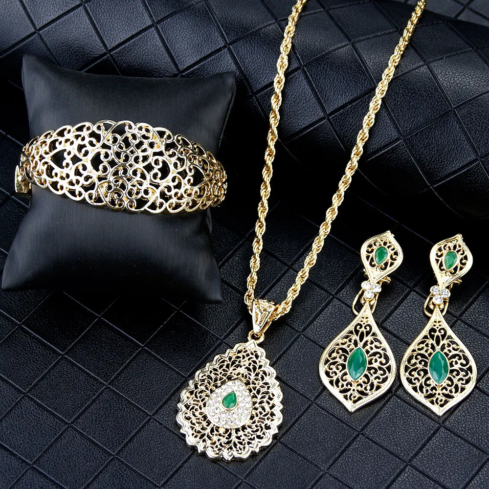 Sunspicems Elegantné Alžírsko Svadobné Šperky Sady Ženy Náušnice Náhrdelník Putá Náramok Náramok Arabských Zlatá Farba Bijoux Nevesta Darček
