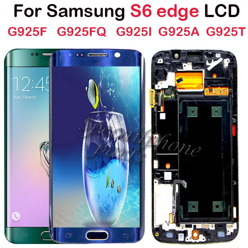 Super Amoled LCD Samsung S6 Okraji G925F LCD Displej S Dotykovým displejom Digitalizátorom. Montáž Pre SAMSUNG G925 G925F SM-G925F LCD