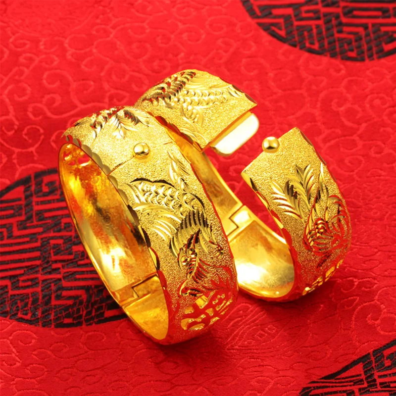 Svadobné Svadobné Bangles 24k Zlata Farba Duté Prívesky pre Ženy Nevestu Náramky Etiópskej/francúzsko/Afriky/Dubaj Šperky, darčeky