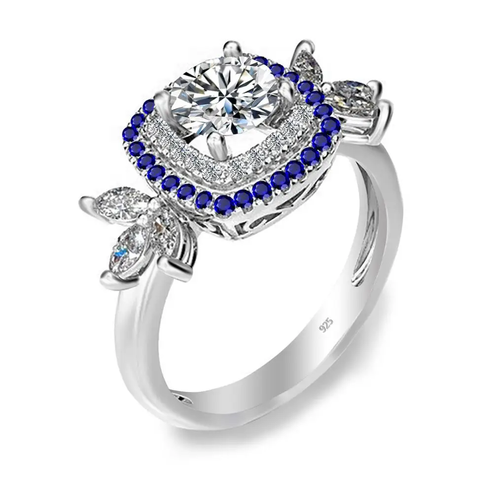 Szjinao Skutočné 1ct Moissanite Krúžok Diamond Večnosti Šterlingov Strieborné Prstene Svadbu S Sapphire CZ Neurčená dámske Šperky