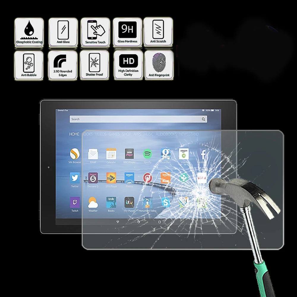 Tablet Tvrdeného Skla Screen Protector obal na Amazon Kindle Fire HD 10 Deti Edition 2019 Obrazovke Film Protektor Stráže Kryt