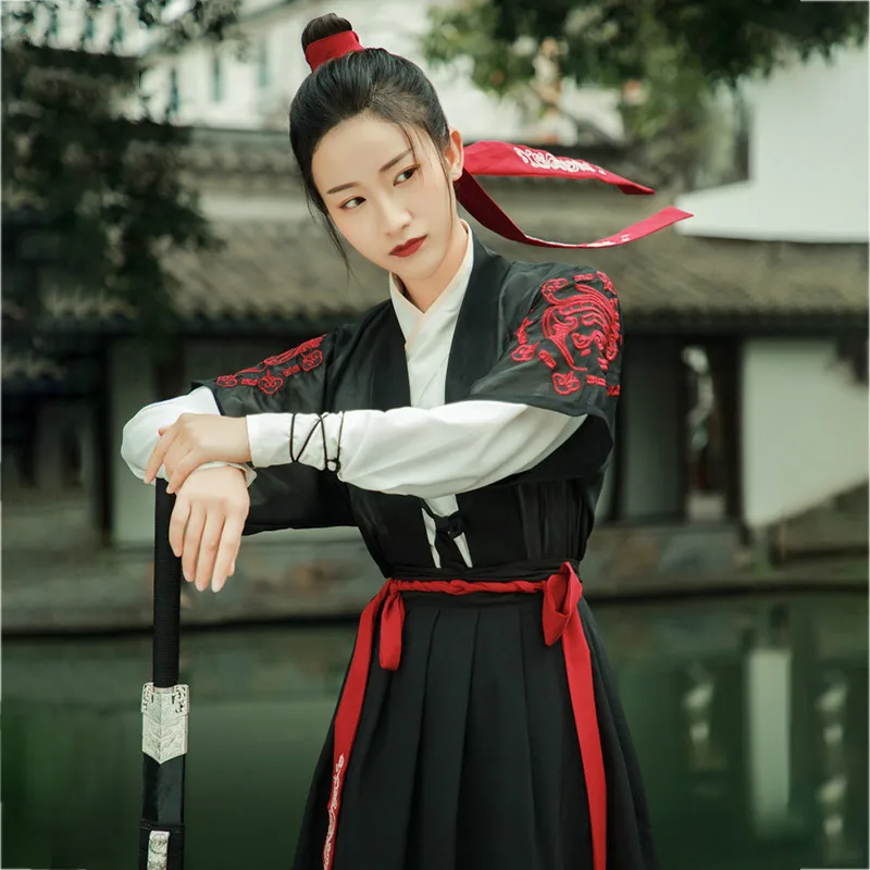 Tang Dynastie Starovekého Kostýmy Hanfu Šaty Žien Šermiar Cosplay Oblečenie Lady Národný Kostým Víla Oblečenie Etnických opotrebenia 90