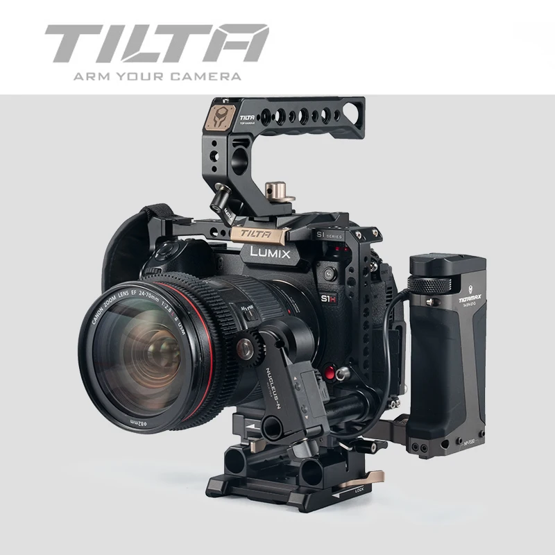 Tilta Čierny Fotoaparát Klietka PRE PANASONIC S1H S1 S1R fotoaparát TA-T38-A-B DSLR Plošinu S1H plošinu najvyššie rukoväť strane zameranie rukoväť dslr 6k film