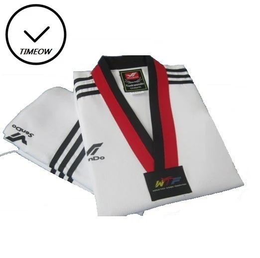 TIMEOW 55% Bavlna Taekwondo Dobok 3 Stripe Jednotné Oblečenie Profesionálne Karate Oblek Vyhradená oblek pre deti a Dospelých