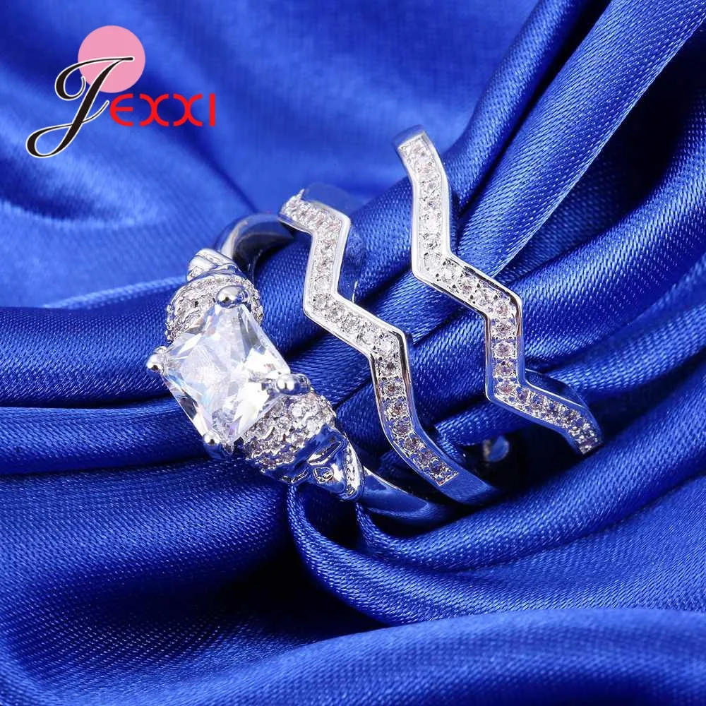 Top kvalita Rakúsko Kryštály snubné Prstene pre ženy 925 Sterling Silver Zásnubný Prsteň Sady Žena Bague Bijoux Darček
