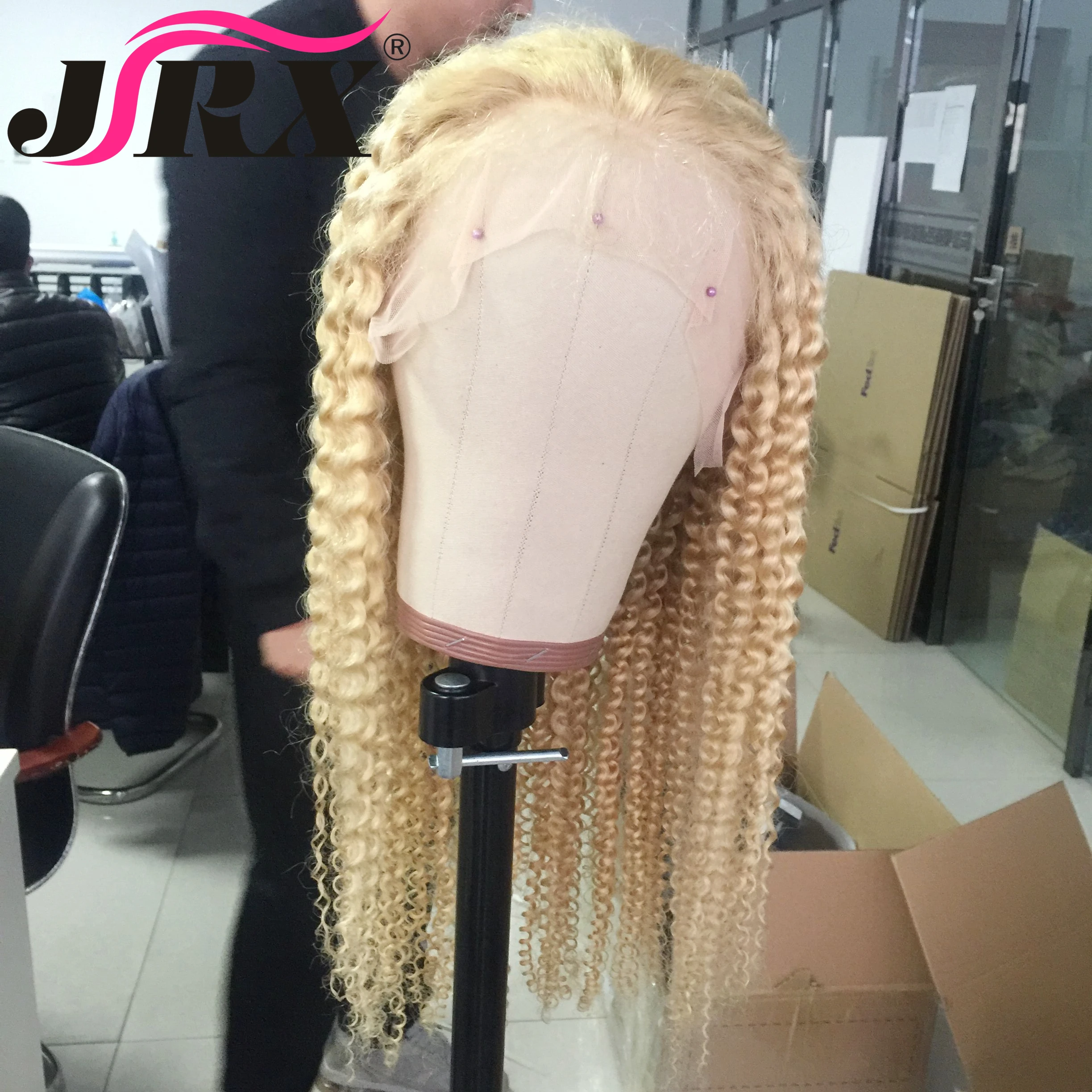Transparentné 613 Blond Kučeravé Čelnej Parochne 150% Hustota Brazílsky Čipky Dopredu Ľudské Vlasy Parochňa Hlboké Kučeravé Remy Vlasy Čierne Ženy