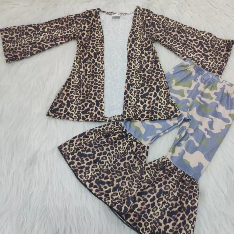 Trendy dievča pád oblečenie, sveter leopard tlač detské oblečenie osobnosti módy cool boutique 2 dielna sada