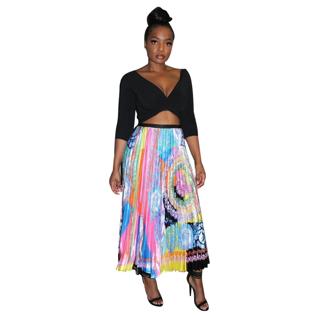 Tričko Skladaný Dlhé Sukne Sexy Súpravy Pre Ženy Afriky Oblečenie, Farby, Geometrické Ptint 2 Dielna Sada Voľné Bežné Pláži Dashiki Boho