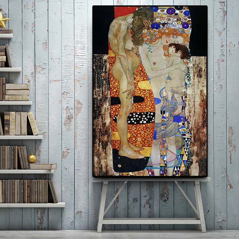 Troch Vekových kategórií Ženy, Gustav Klimt olejomaľba na Plátne Plagáty a Vytlačí Škandinávskych Wall Art Obrázok pre Obývacia Izba