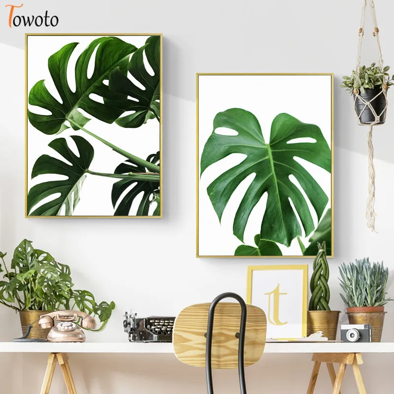 Tropické Leaf Plátno Na Maľovanie Monstera Listy, Plagáty, Zelená Botanická Vytlačí Minimalistický Dekorácie, Obrázky, Kuchynské Nástenné Dekor