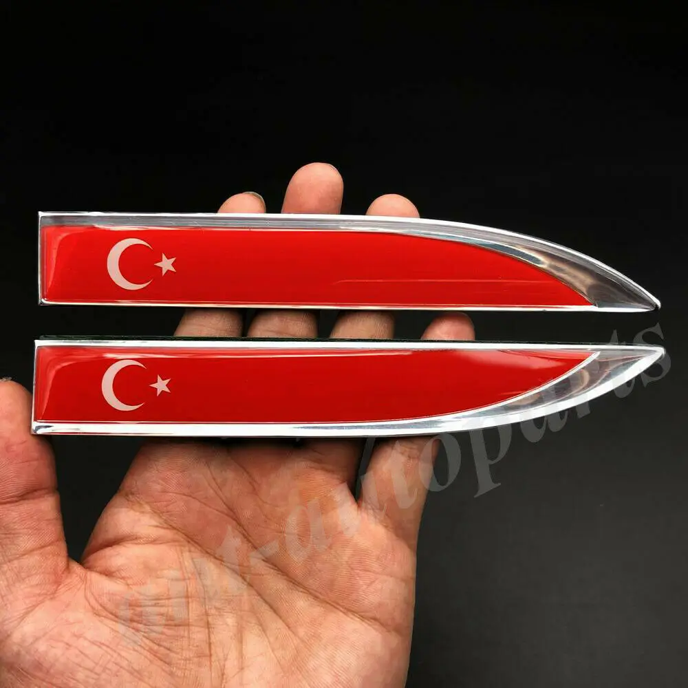 Turecko-Turecká Vlajka Auto Blatník Auto Strane Znak Sukne Odznak Nálepky-Nálepky