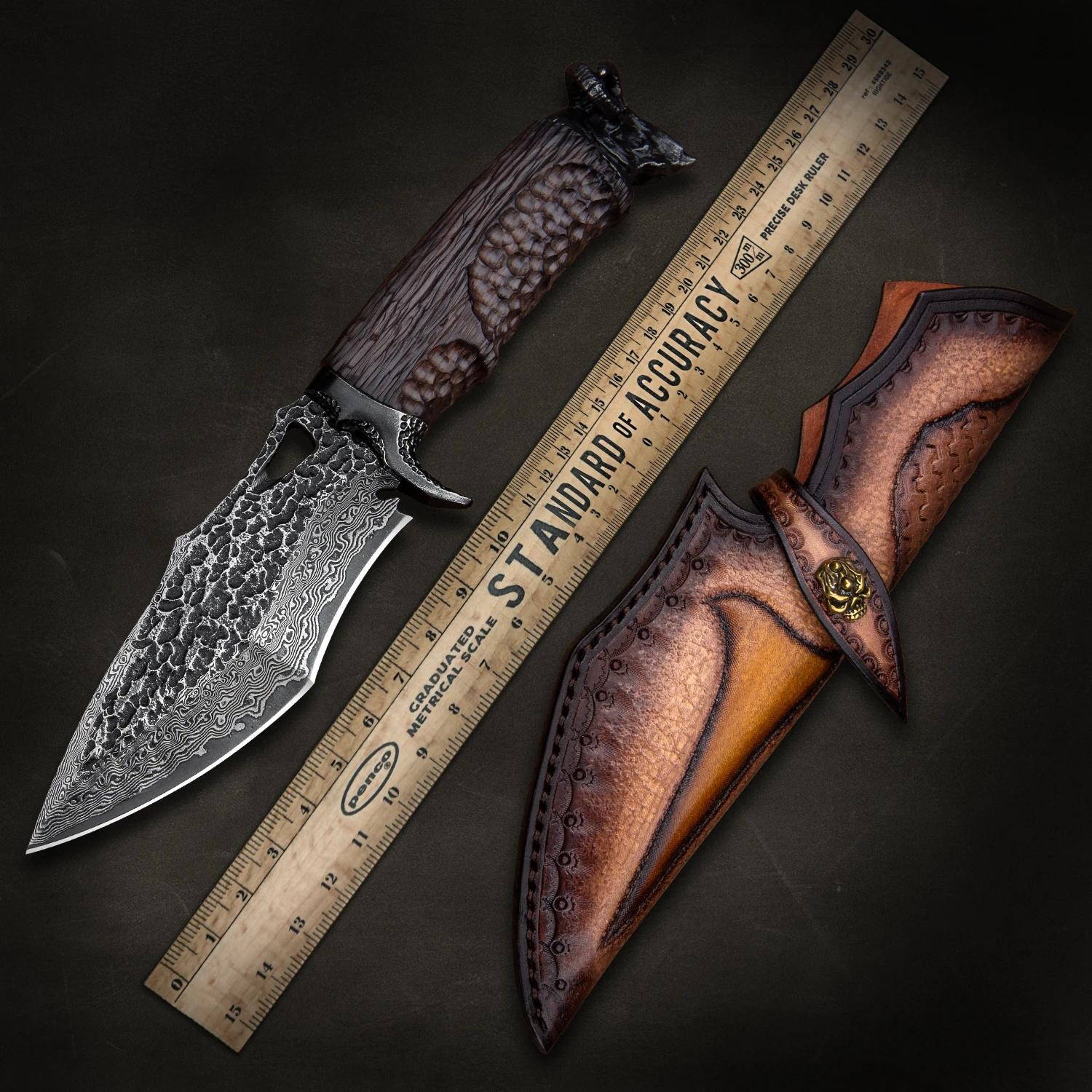 TURENZ-VG10 Damasku Ocele Taktický Nôž Eben Pevnou Čepeľou Noža Vonkajšie Prežitie Nástroje Ručné Lovecké Nože s Pošvy
