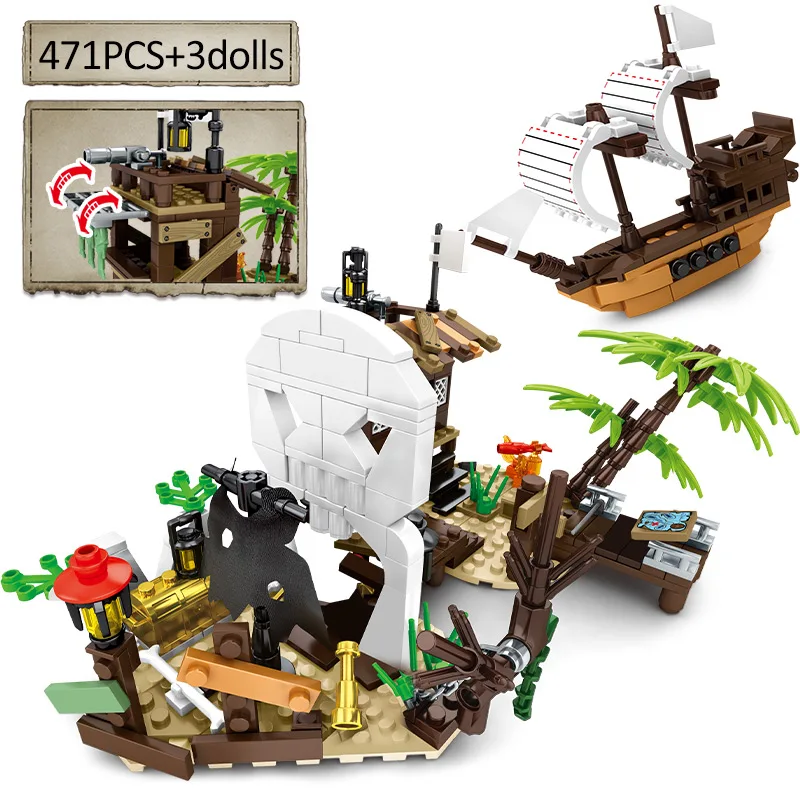 Tvorca Technické Piráti z Karibiku Stavebné Bloky Diy Loď, Model Pirate Treasure Chest Údaje Tehly Hračky Pre Deti,