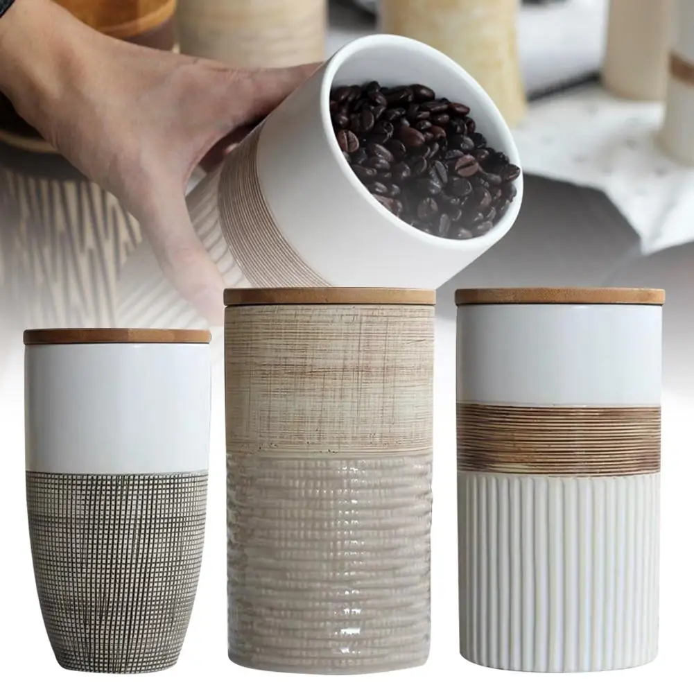 Tvorivé Keramické Coffee Bean Jar Ručné Zapečatené Kávy Skladovanie Fliaš Suché Cukru Kuchyňa Ovocný Čaj Obilnín Akumulačná Nádoba S Vekom