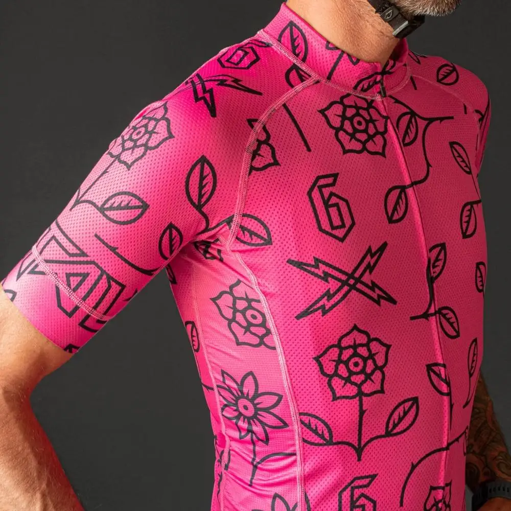 TWIN ŠESŤ Cyklistika Dres Mužov Tím Oblečenie Priedušná Krátky Rukáv Ropa Ciclismo Vonkajšie Mtb Bike Nosiť Ružové Tričko Cyklistické Oblečenie