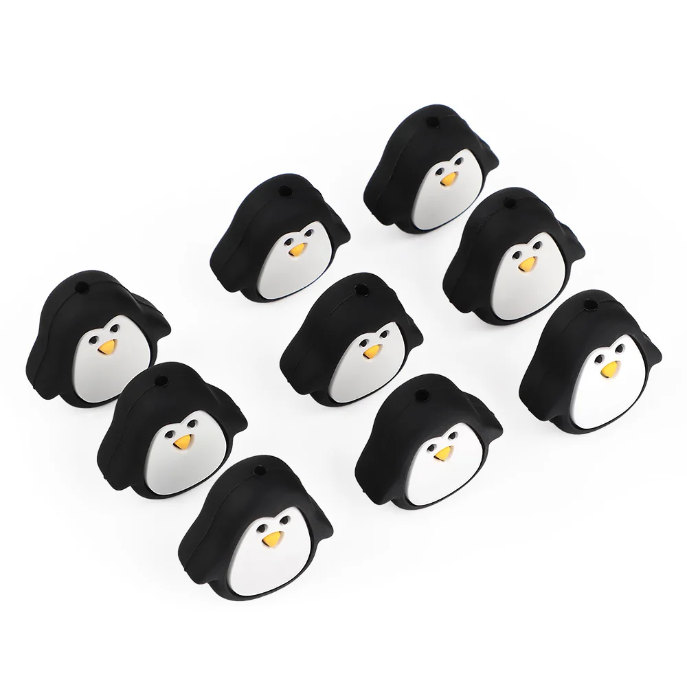 TYRY.HU 5pc Dieťa Silikónové Korálky Teether BPA Free Cartoon Penguin Počiatočných Silikónové Perličiek potravinársky Silikón guličiek na Náhrdelníky