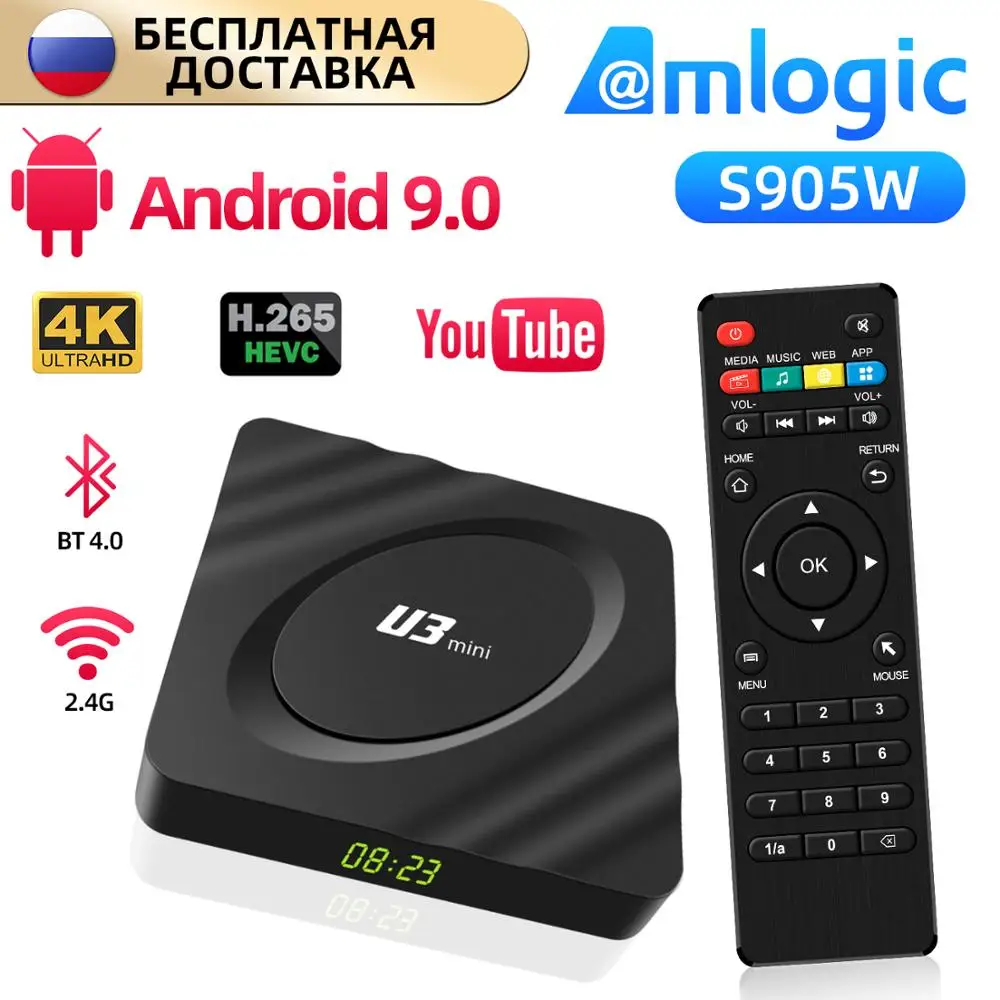 U3 Mini Tvbox 2 gb, 16 gb Android TV Box Amlogic S905W Quad Core Firmware Prijímača Media Player Update Smart Tv Box