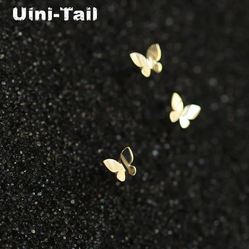 Uini-Chvost 2019 nový záznam 925 sterling silver lesklé zlato motýľ malé náušnice, módne príliv prietok sladké vysoko kvalitné šperky