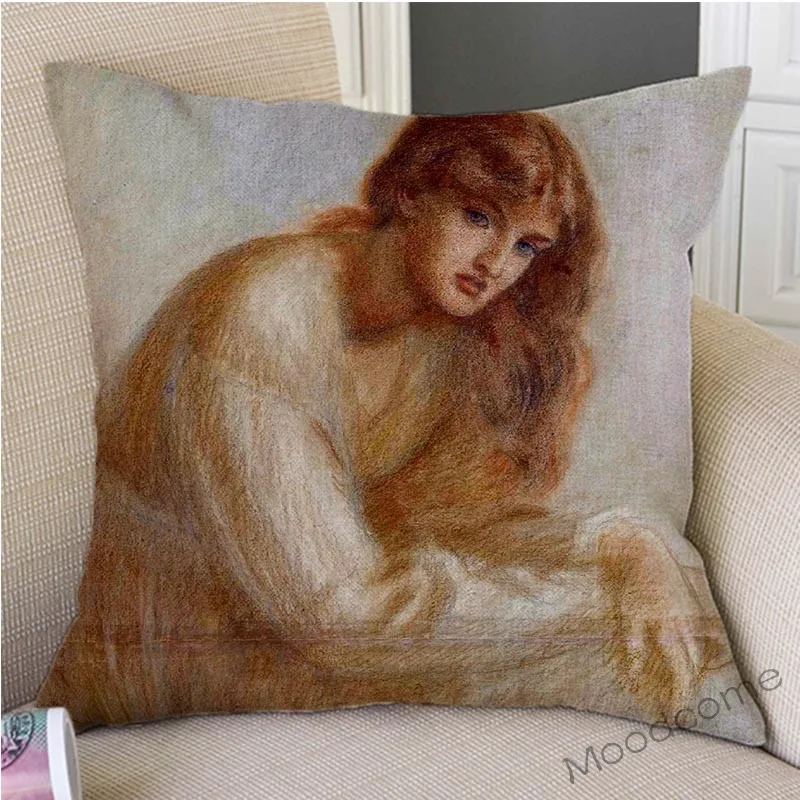 UK Dante Gabriel Rossetti olejomaľba Victoria Era Krásy Dievča Vankúš svetoznámej Galérie Umenia Dekorácie Vankúš
