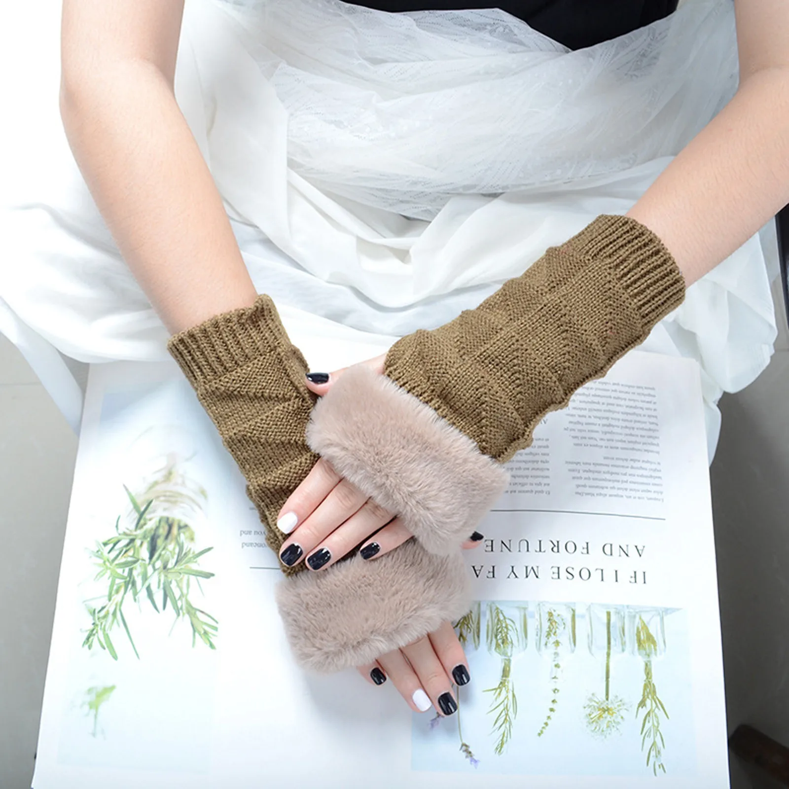 Unisex Rukavice Ženy Akryl Thin Solid Farba Rozštiepené Teplé Písanie Elastické Pol Prsta Rukavice Rukávy Lakeť Ruky Teplejšie перчатки