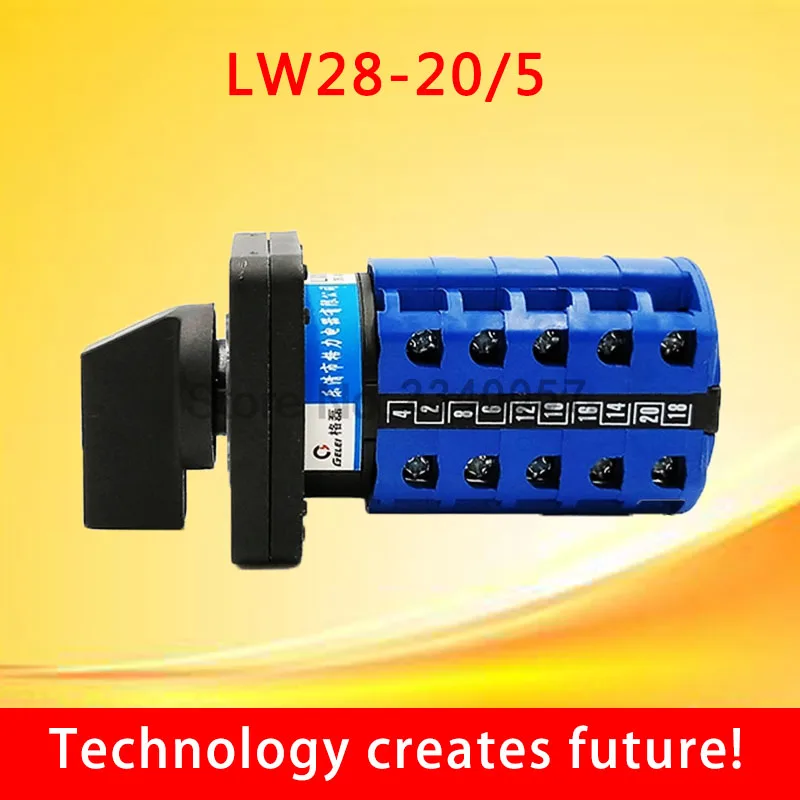 Univerzálny Spínač LW28-20A/5, 3Position 20Terminals Rotačné Cam modulu Prepínača 550V 20A 3position 5 uzlov