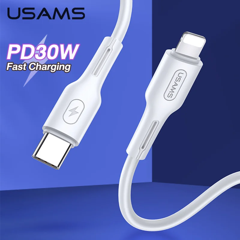 USAMS 30W pre iPhone 11 Pro Max Typ-C Lightning PD Rýchle Nabíjanie Kábel Pre iPhone X XR 8 7 USB Nabíjačka, USB Typ C Dátový Kábel