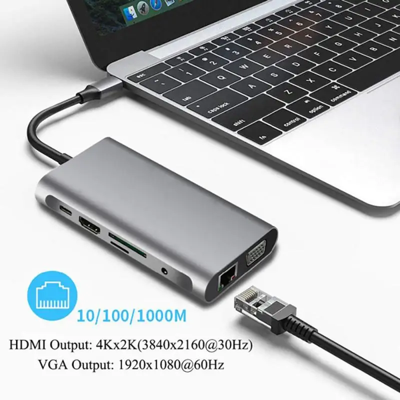 USB 3.0 10 V 1 Dokovacej Stanice, USB, C, HDMI Rozbočovač SD TF Dock Stanica Dokovacia Stanica Pre MacBook Dell, HP, Lenovo Typ C Notebook