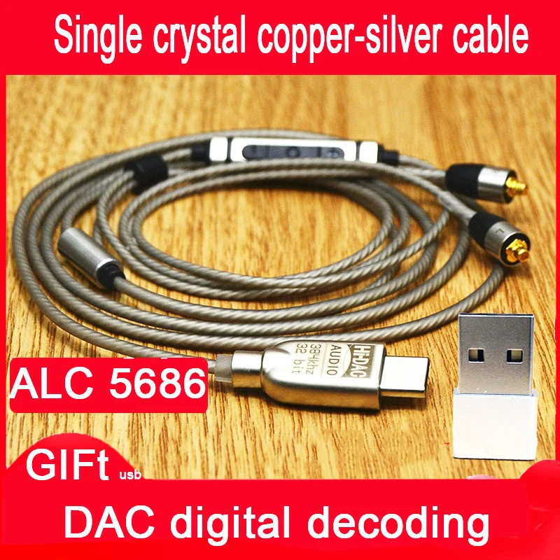 USB Typ-c DAC Dekódovanie ALC5686 Čip Slúchadlový Kábel Adaptéra Pre Sennheiser Ie8 IE80 IE8I Shure MMCX Se215 SE846 Mic Konvertor