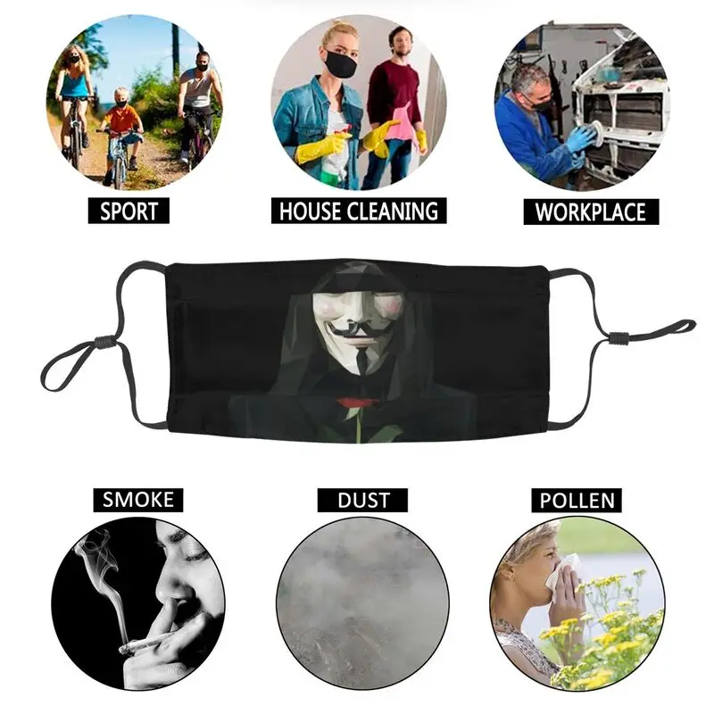 V For Vendetta Anonymné, Masku Na Tvár Mužov Anti Hmla, Prach Guy Fawkes Maska, Ochranný Kryt Respirátor Priedušná Úst Utlmiť