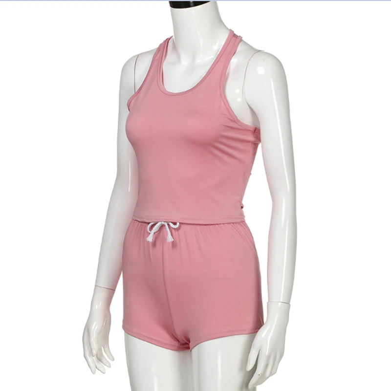V lete roku 2020 Ženy Sady Vesta Fitness Cvičenie Oblečenie Beží Voľné Šortky Vyhovovali Ružová Módne Košieľka Športové Vyhovovali dve dielna sada