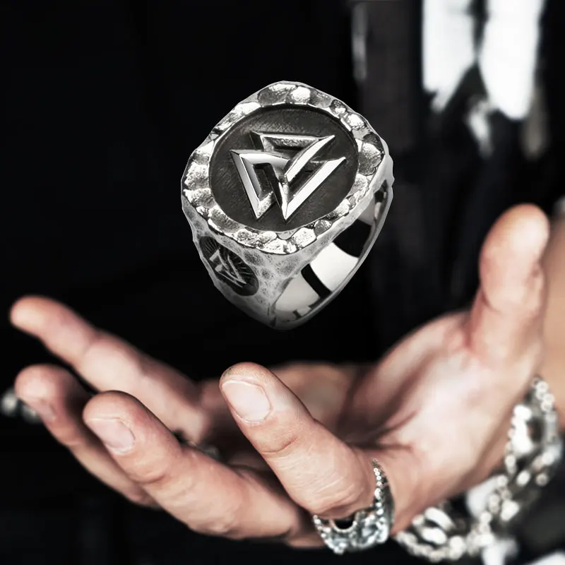 Valknut Viking krúžky pre človeka Vintage nehrdzavejúcej ocele Punk krúžok módne šperky hippop mygrillz