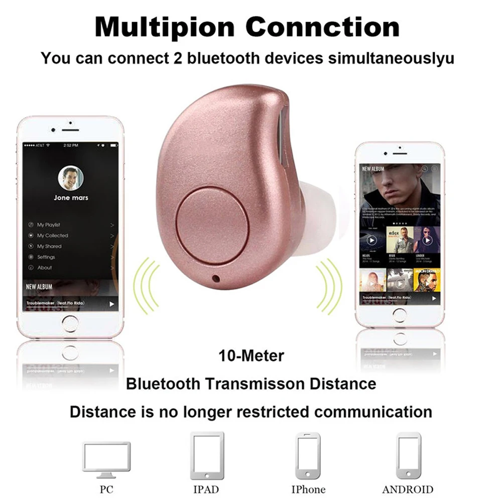 VAORLO Mini Bluetooth Slúchadlá S530 PLUS Stereo Slúchadlo Bezdrôtového Neviditeľné handsfree Slúchadlá s MIKROFÓNOM Pre Xiao Smartphony