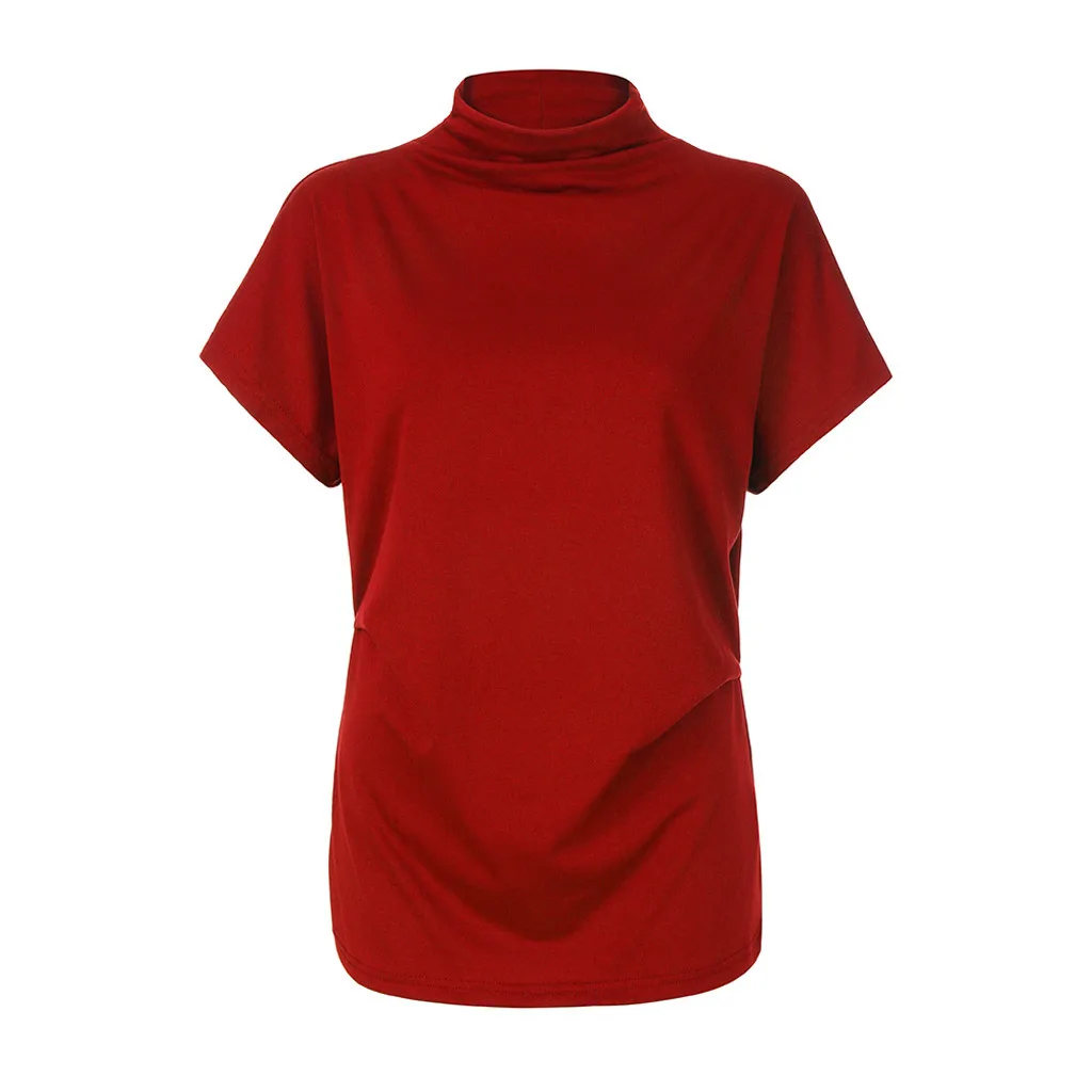 Vestido t-shirt kórejská verzia pevné vysoká krku letné tričko 16 polyester farba-krátke rukávy ženské oblečenie camisetas