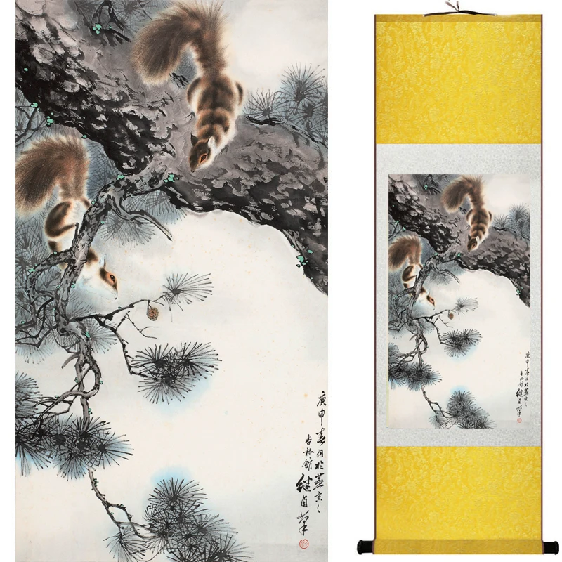 Veveričky maľovanie tradičné Čínske Umenie Maľba na hodváb prejdite panda umenie maľba veverička obrázky 82406