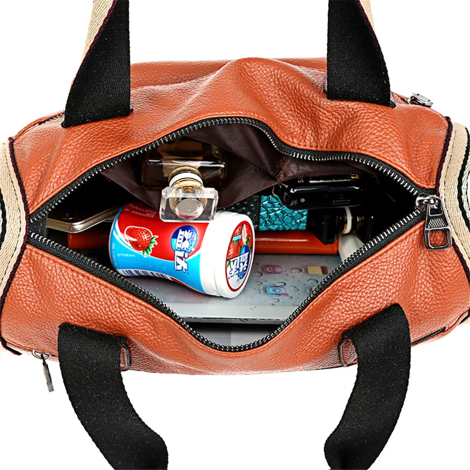 Veľkú kapacitu, mäkká PU kože žena taška nové široký ramenný popruh dámy boston taška dámy jednoduché rameno messenger taška