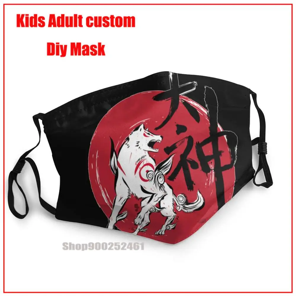 Veľký Boh Sumi-e Okami Amaterasu Vlk White Hranie Videohier Boh Japonsko DIY módne maska na ústa maska opakovane deti masku na tvár