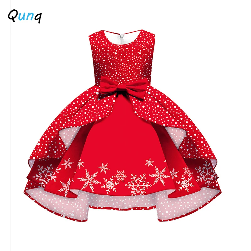 Vianočné Girl Dress Digitálna Tlač Snowflake Kockovaný Vzor Deti Party Šaty pre Dievča, Batoľa Dospievajúce Deti Princezná Oblečenie