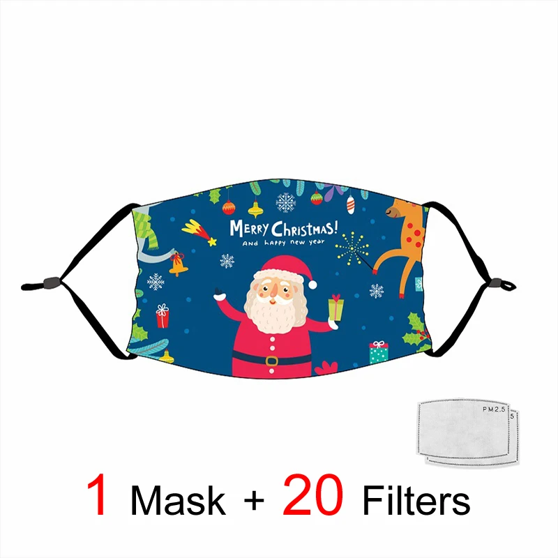 Vianočné Opakovane Masky Vysoko Kvalitnej Bavlny Maska Pre Vianočný Večierok Dospelých Umývateľný Bezpečnosti Textílie Maska Santa na Vianoce