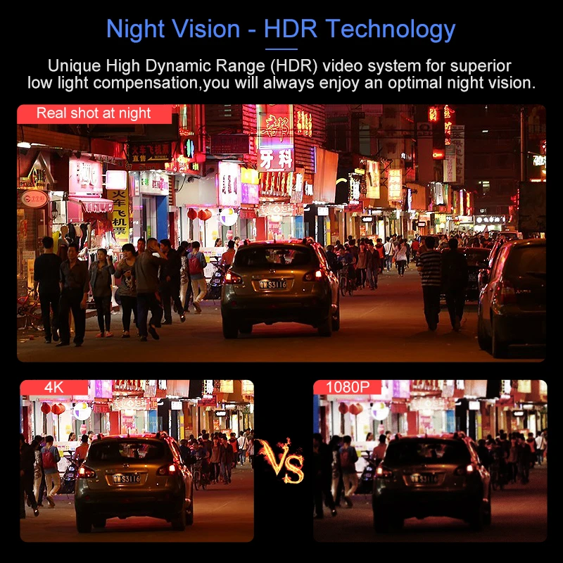 Videorekordér 4K IMX323 Snímač Ultra HD 2160P 60fps Auto Duálny Objektív DVR Dash Cam s GPS ADAS 1080P Nočné Videnie Zadná Kamera