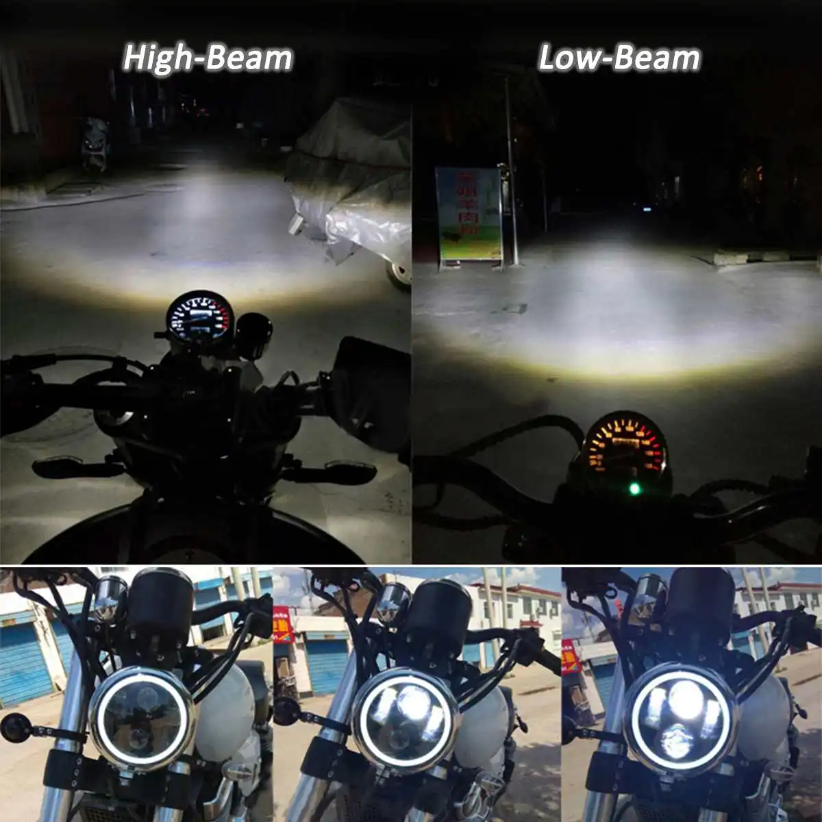 VIEDOL Motocykel Svetlometu 6.5 Palcový Retro Svetlomet S Držiakom Anjel Krúžok Hi/Lo Lúč Žiarovka Pre Harley Cafe Racer Bobber