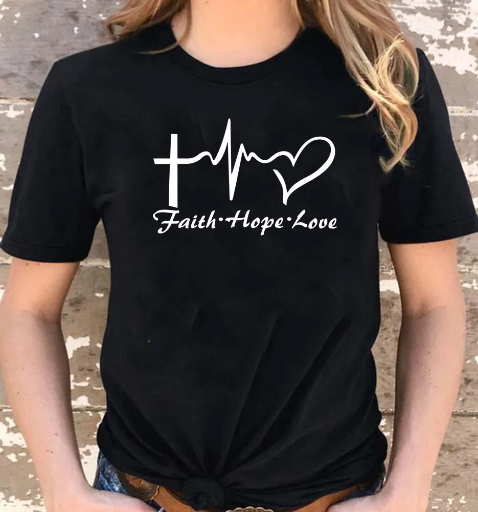 Viera, Nádej, Láska Listov Tlač Nové Módne Ženy Tshirt O-Neck Tričká Topy Vtipné Tričko Tee Žena Grafické Oblečenie Tričká