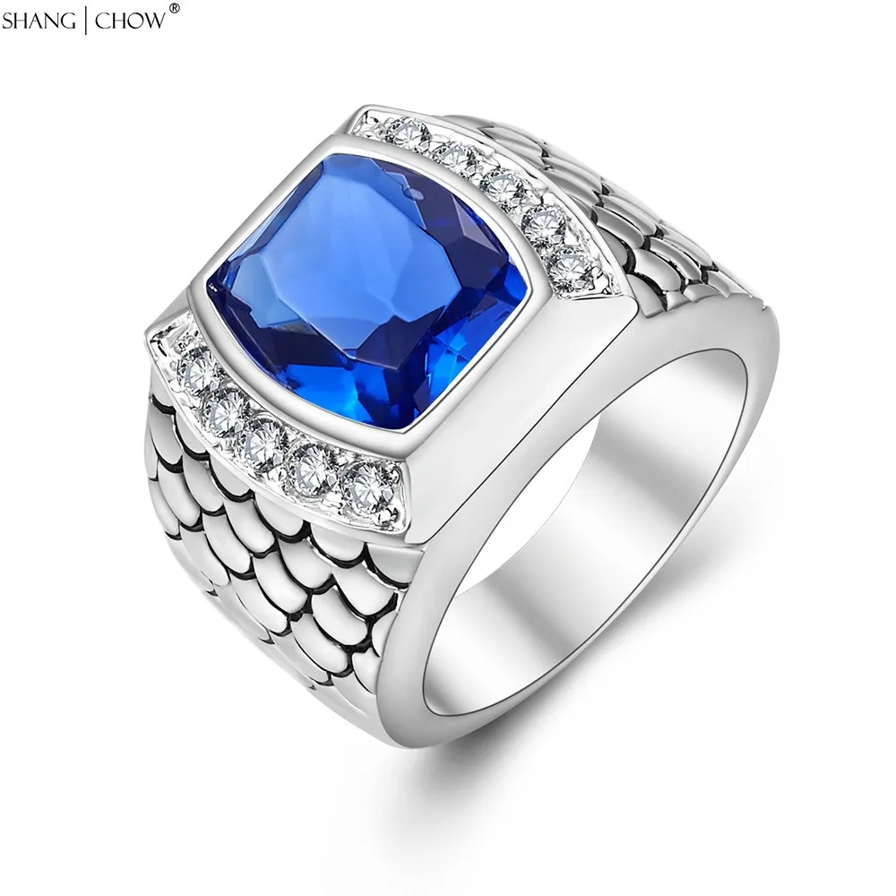 Vintage Charm Šperky s Obrovským Modrý Kameň 925 Sterling Silver Ring pre Človeka, plesové ŠATY, Milovník Darček R1266