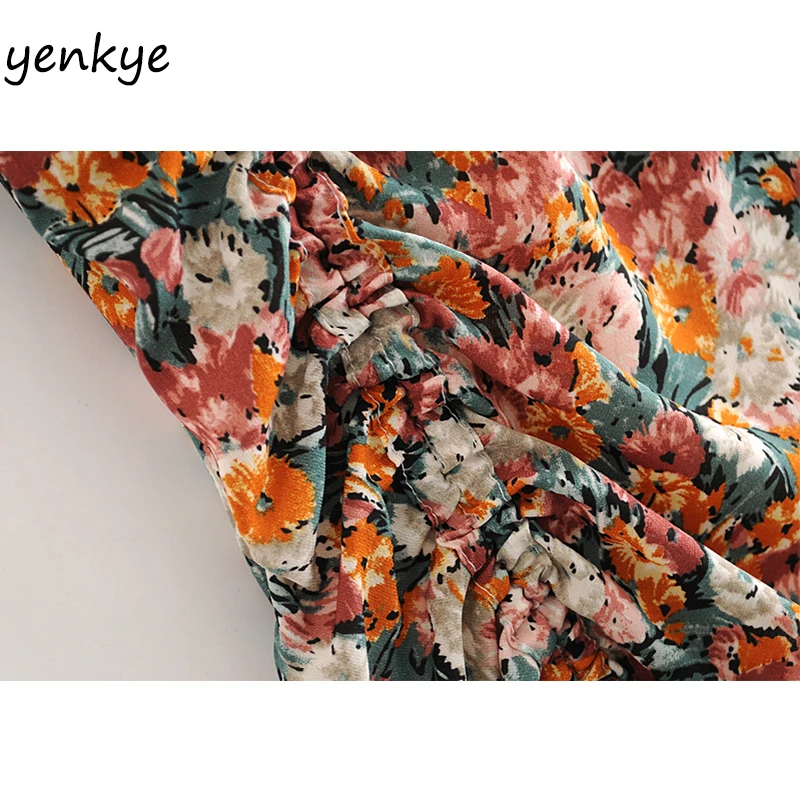 Vintage Kvetinový Tlač Šaty Žien Šnúrkou Prehodil Prehrabať Sladké Šaty Lady V Krku Krátkym Rukávom Letné Šifón Šaty Mini vestido