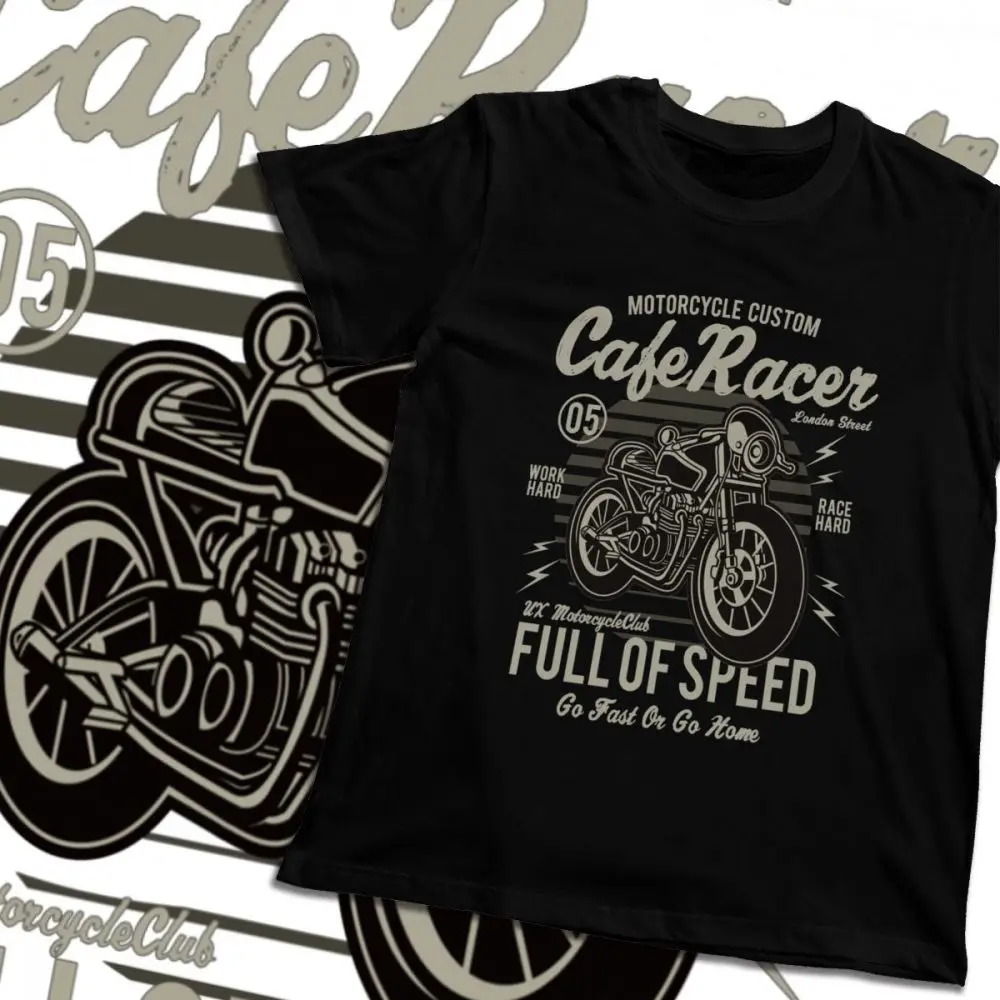 Vintage Motocykel Cafe Racer T Shirt Chopper Kráľ Cestných Motorových Motorke T-shirt Kolo Golier Nové pánske Vintage Bavlna